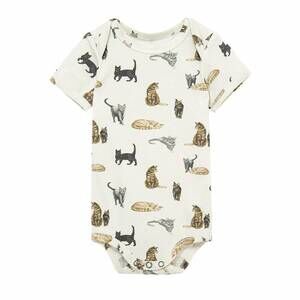 NEW MILKBARN baby's cat cotton stretch short sleeve one piece in cream